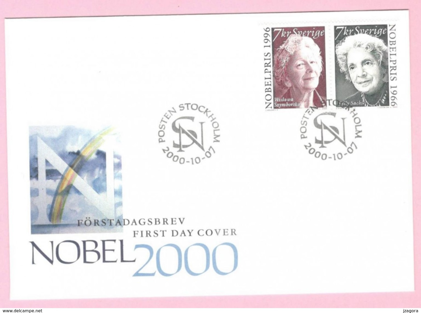 PRIX NOBEL PRIZE NOBELPREIS LITERATURE 1996 SZYMBORSKA 1966 SACHS - SWEDEN 2000 MI 2200 2201 FDC Slania Engraved - Nobelprijs