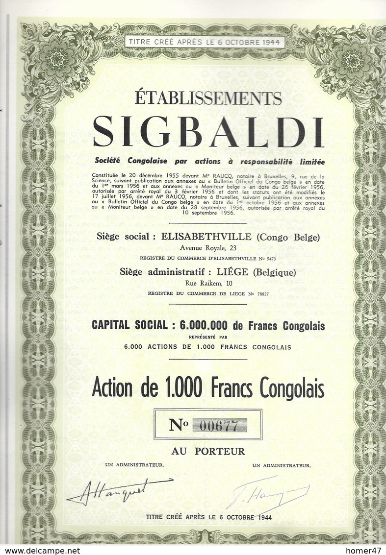 Congo - Ets Sigbaldi - Afrique