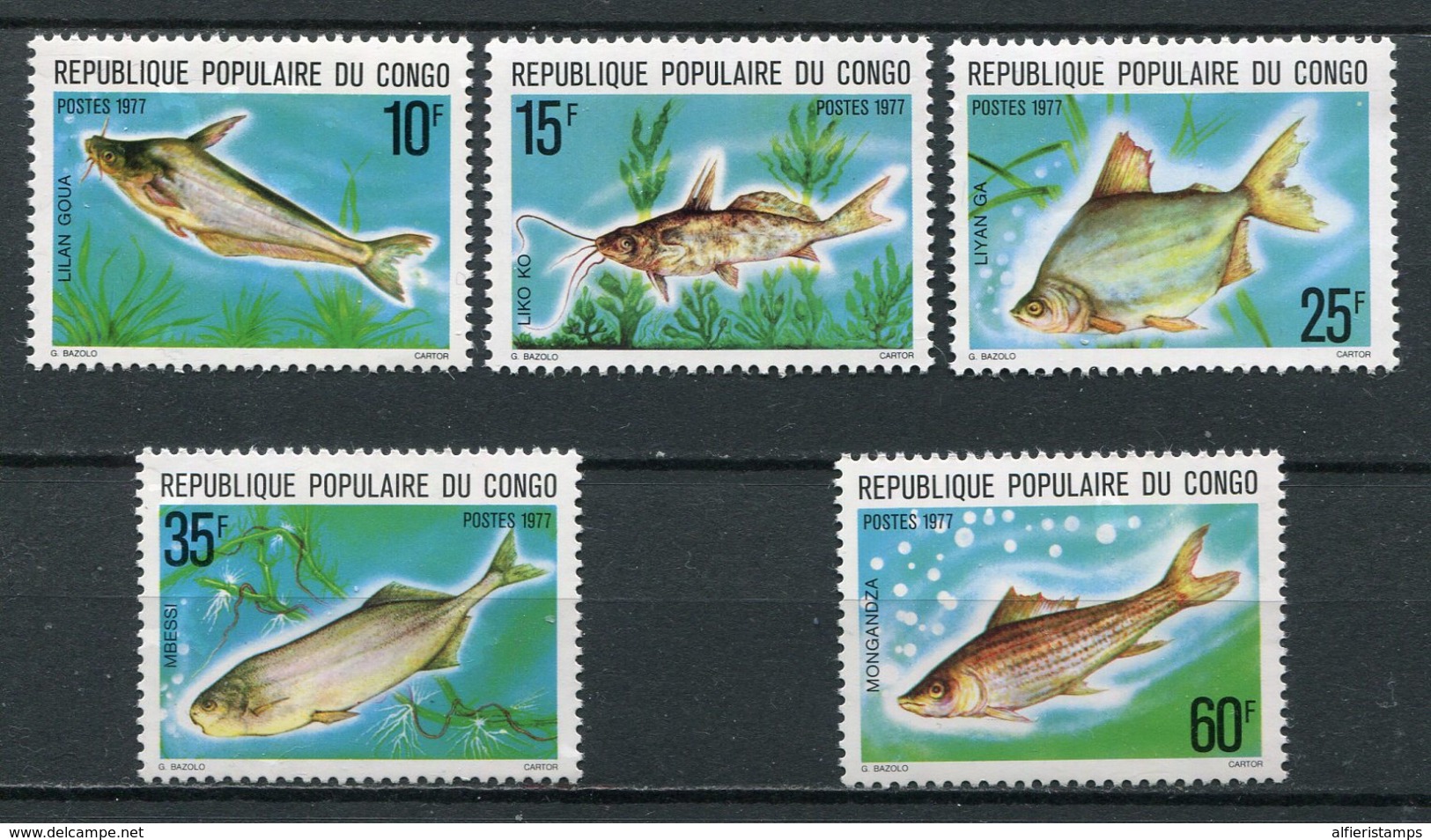 1977-CONGO- FISHESS-POISSONS - -M.N.H. -  5 VAL. LUXE !! - Neufs