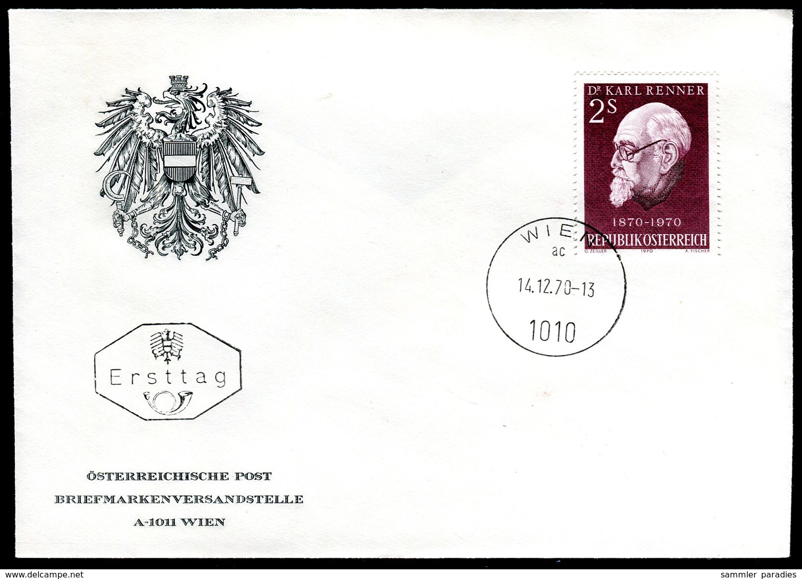 07432) Österreich - Mi 1351 - ANK 1381 - FDC - 2s             Karl Renner - FDC