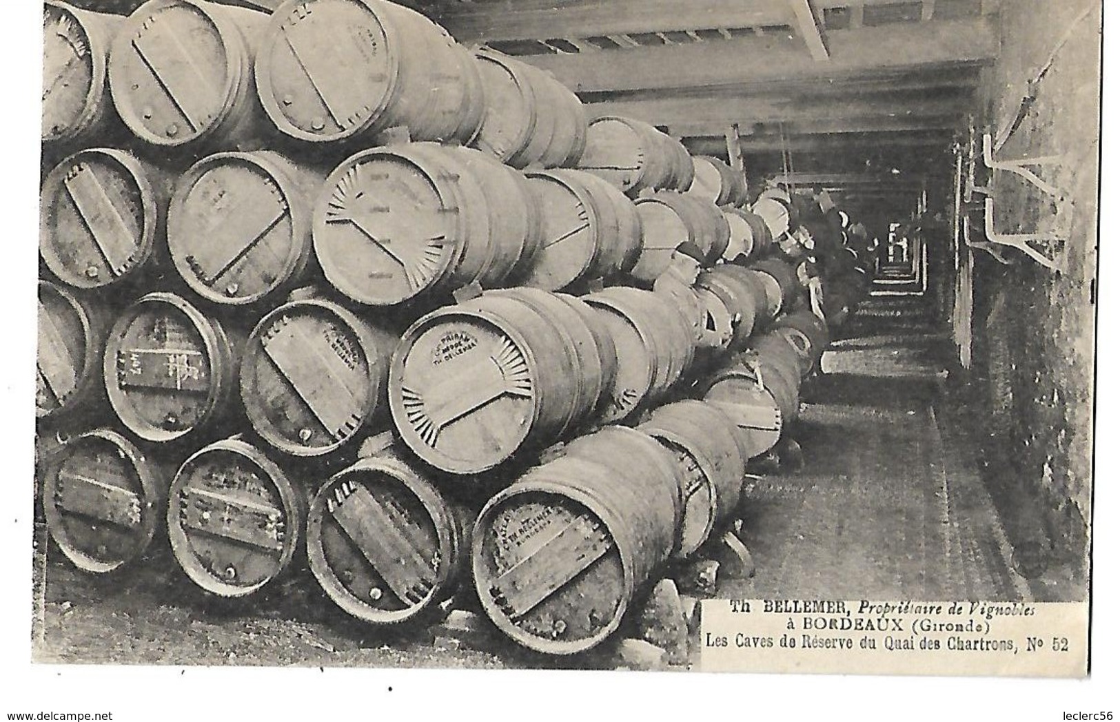 33 BORDEAUX MAISON DE VINS BELLEMER CAVE DU QUAI DES CHARTRONS 1939 CPA 2 SCANS - Wijnbouw