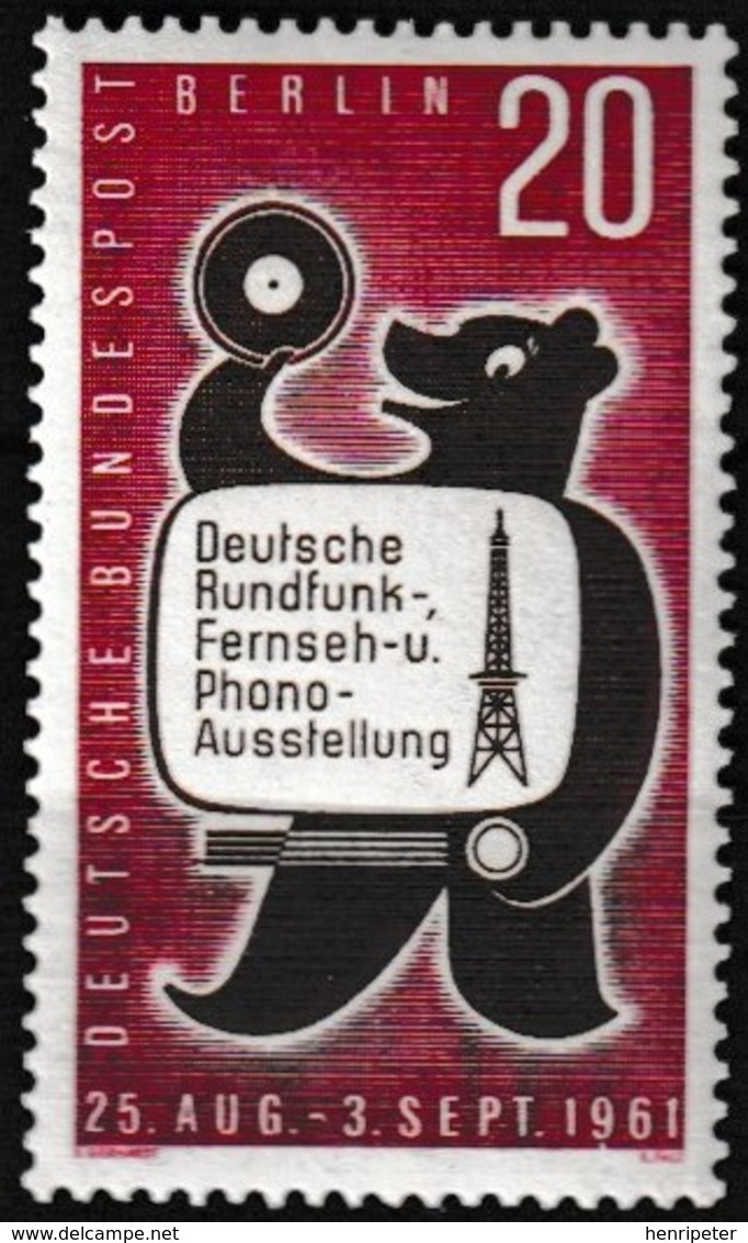 Timbre-poste Gommé Neuf** - Exposition Phono-radio-télévision à Berlin - N° 195 (Yvert) - Allemagne Berlin 1961 - Unused Stamps