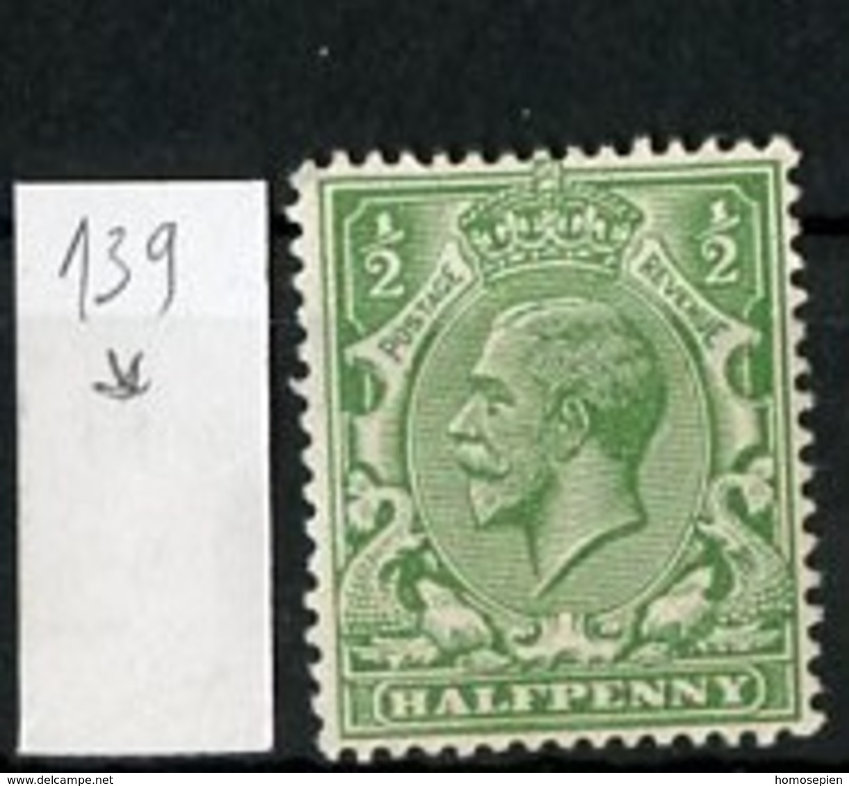 Grande Bretagne - Great Britain - Großbritannien 1912-22 Y&T N°139 - Michel N°127 * - 0,5p George V - Neufs