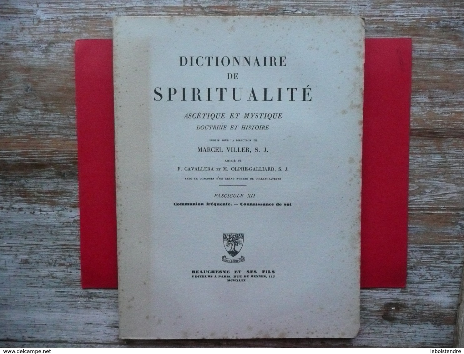 DICTIONNAIRE DE SPIRITUALITE FASCICULE XII 12 ASCETIQUE ET MYSTIQUE DOCTRINE ET HISTOIRE 1949 VILLER CAVALERA - Dictionaries