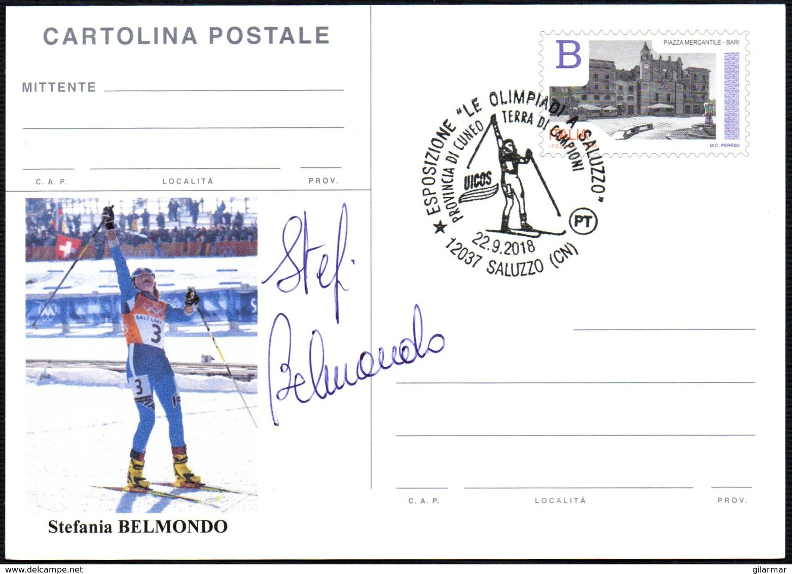 NORDIC SKIING / OLYMPIC WINNERS - ITALIA SALUZZO (CN) 2018 - ESPOSIZIONE LE OLIMPIADI - AUTOGRAFO STEFANIA BELMONDO - Sci