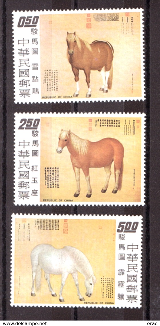 Chine (Formose) - 1973 - N° 919 à 921 - Neufs ** - Chevaux Par Guiseppe Castiglione - Paarden