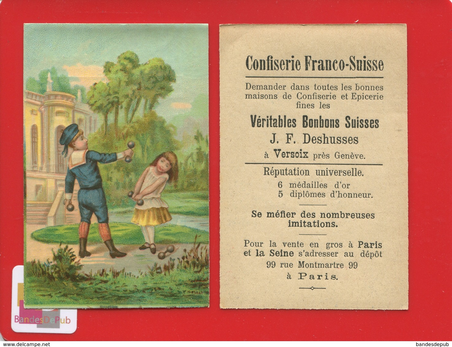 Confiserie Franco-suisse VERSOIX Deshusses  Genève Jolie Chromo ENFANT HALTERES HALTEROPHILIE Force - Otros & Sin Clasificación