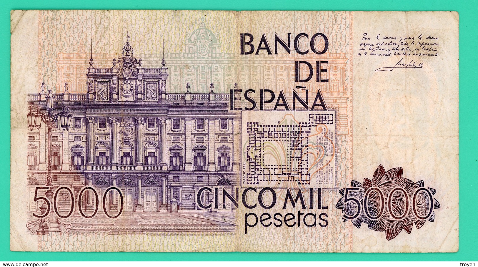 5000 Pesetas - Espagne -  23/10/1979 - N° 3Y1477762 - TB+ - - [ 4] 1975-… : Juan Carlos I