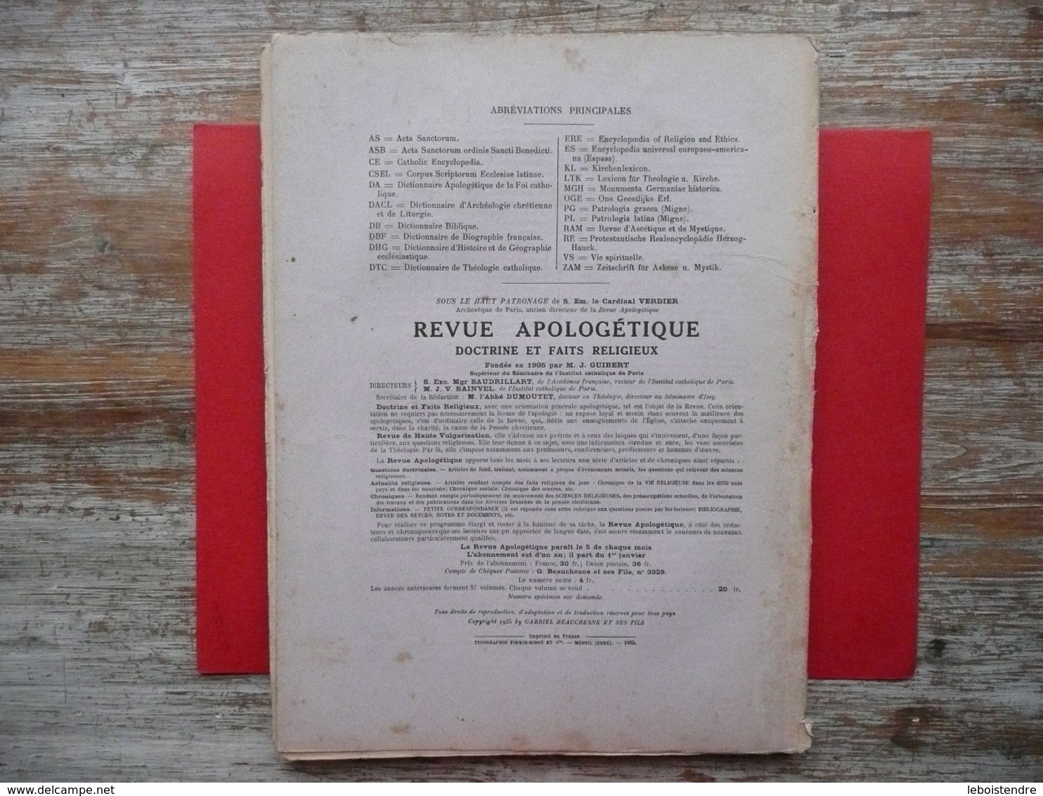 DICTIONNAIRE DE SPIRITUALITE FASCICULE IV  ASCETIQUE ET MYSTIQUE DOCTRINE ET HISTOIRE 1935 VILLER CAVALLERA GUIBERT - Woordenboeken