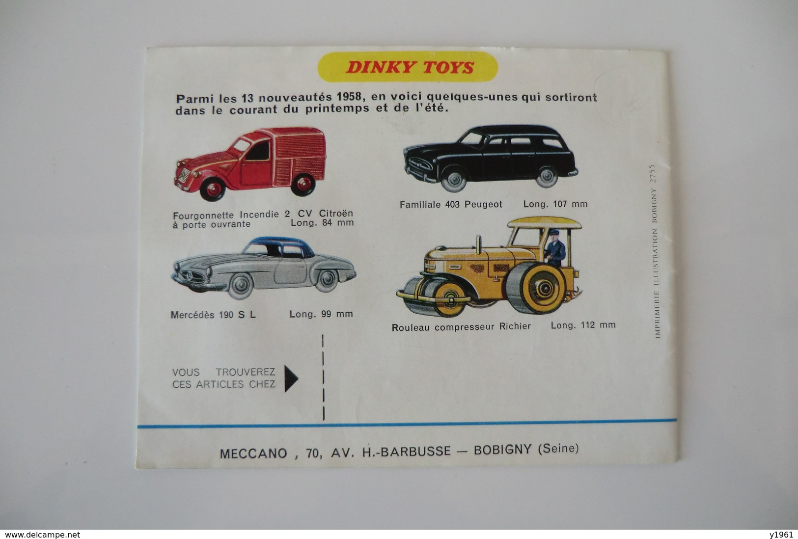 DINKY TOYS CATALOGUE 1958. état Parfait. - Toy Memorabilia