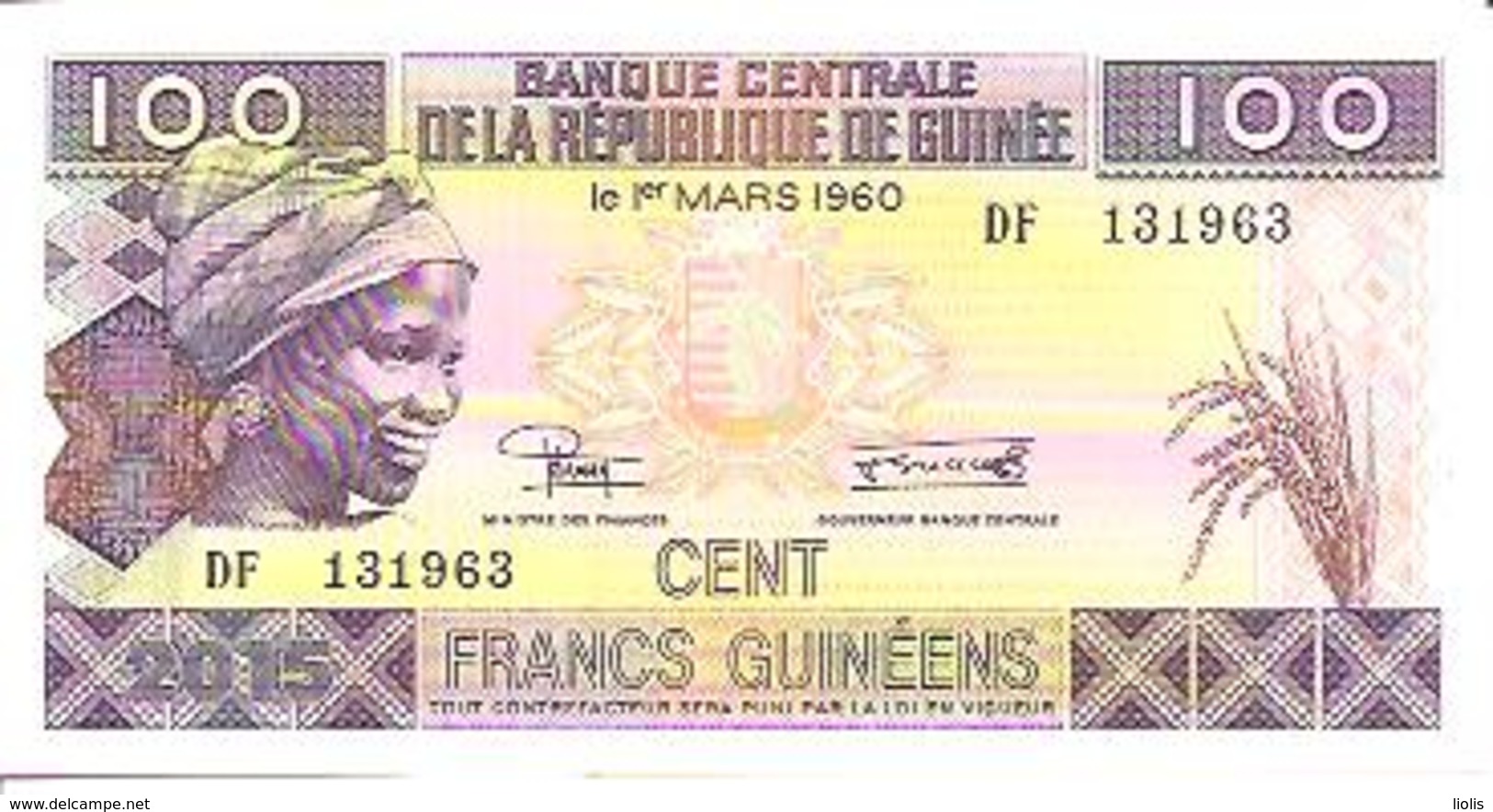 Guinea     100 Francs  2015  UNC - Guinea