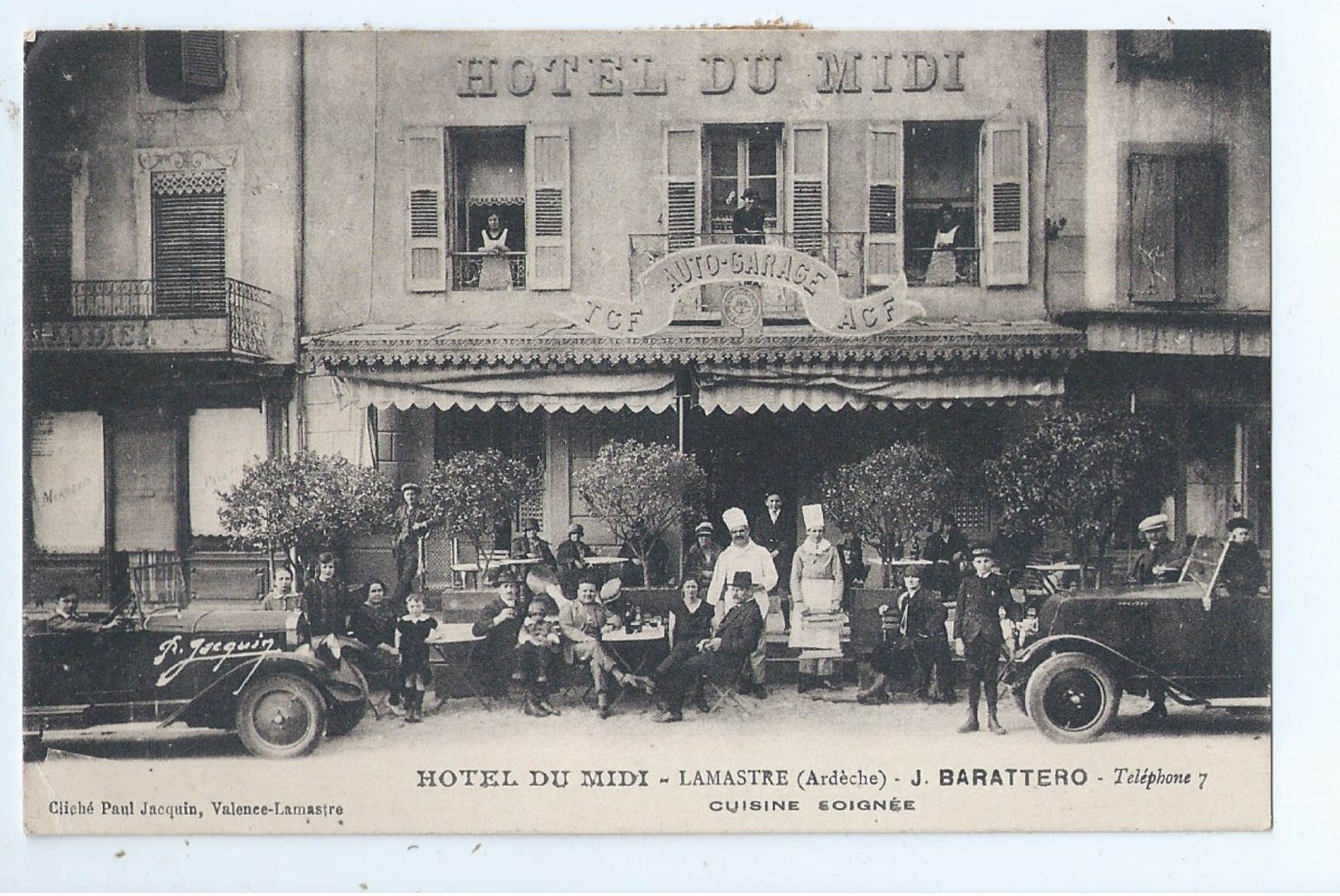 Cpa  -07  - Lamastre -  - Hotel Du Midi    -  - Animation  -   Selection - 1930   Rare - Lamastre