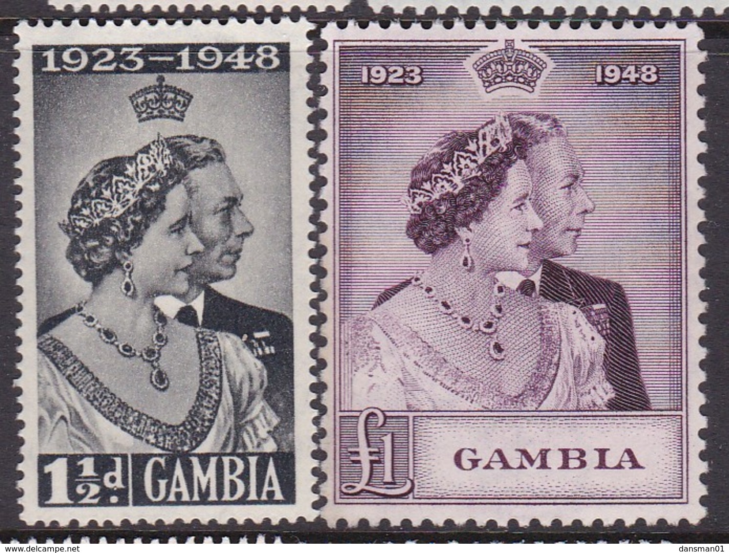 Gambia 1948 Silver Jubilee Sg 164-65 Mint Hinged - Gambie (...-1964)