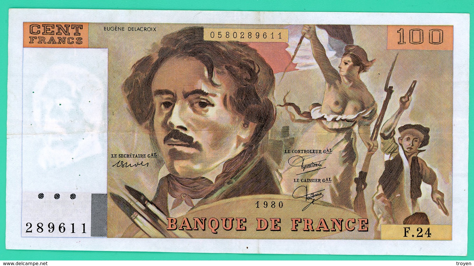 100 Francs - France - Delacroix - 1980 - N°.F.24/289611- TTB - - 100 F 1978-1995 ''Delacroix''