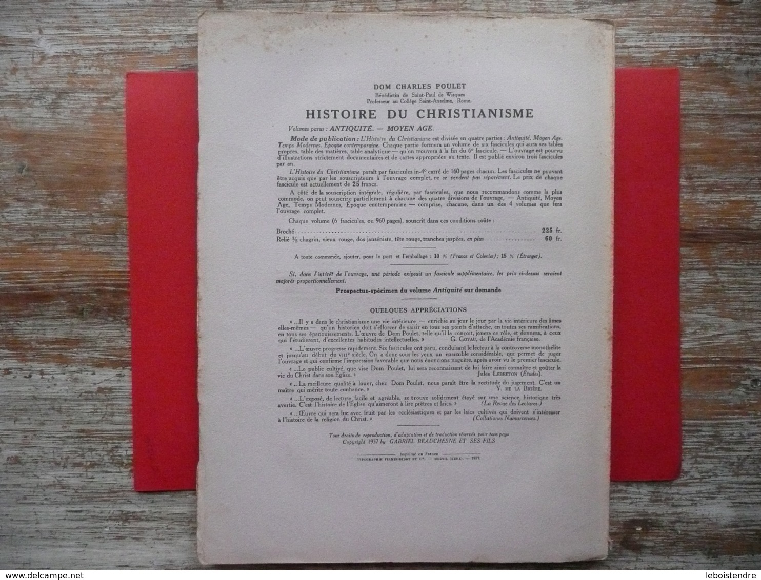 DICTIONNAIRE DE SPIRITUALITE FASCICULE VI  ASCETIQUE ET MYSTIQUE DOCTRINE ET HISTOIRE 1937 VILLER CAVALLERA GUIBERT - Dictionnaires