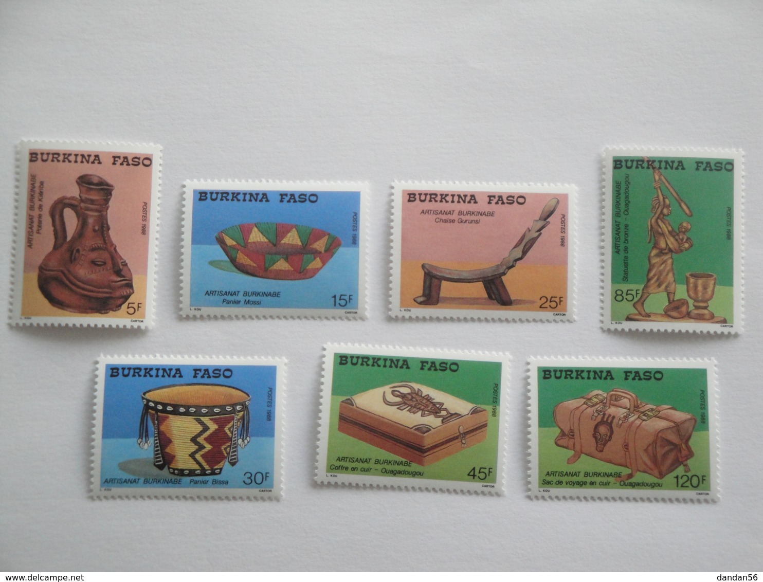 1988 Burkina Faso Yv 781/7 ** MNH Artisanat  Handicrafts Cote  4.00 € Michel 1178/84 Scott 848/54 - Burkina Faso (1984-...)