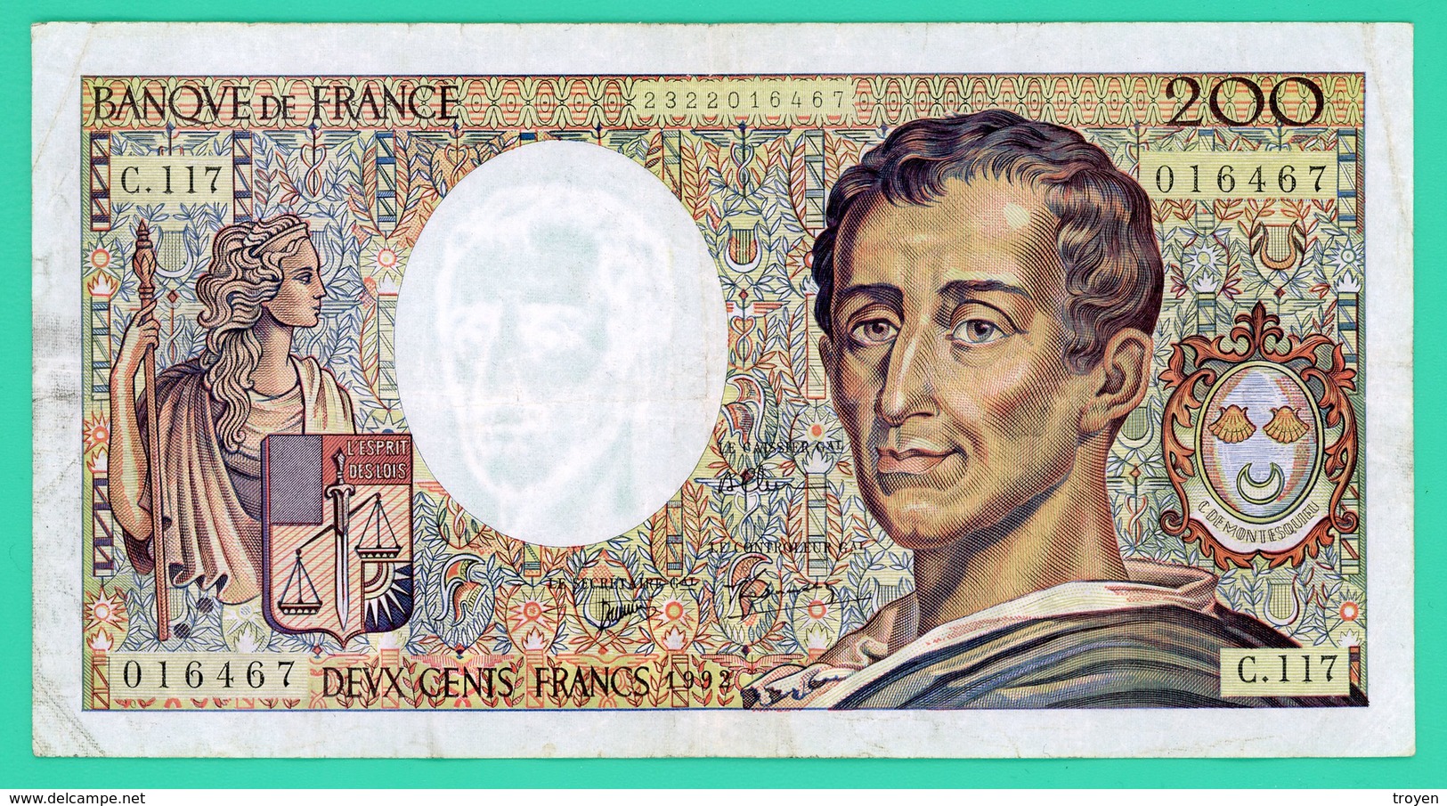 200 Francs - France - Montesquieu - 1992 - N°.C.117 / 01667 - TTB - - 200 F 1981-1994 ''Montesquieu''