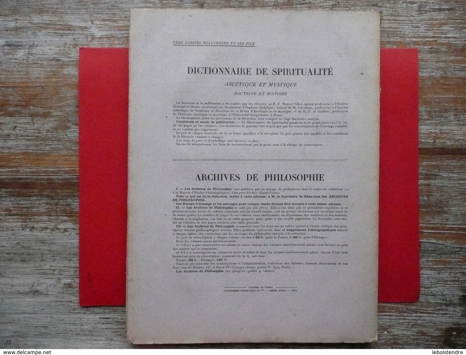 DICTIONNAIRE DE SPIRITUALITE FASCICULE II ASCETIQUE ET MYSTIQUE DOCTRINE ET HISTOIRE 1933 VILLER CAVALLERA - Diccionarios