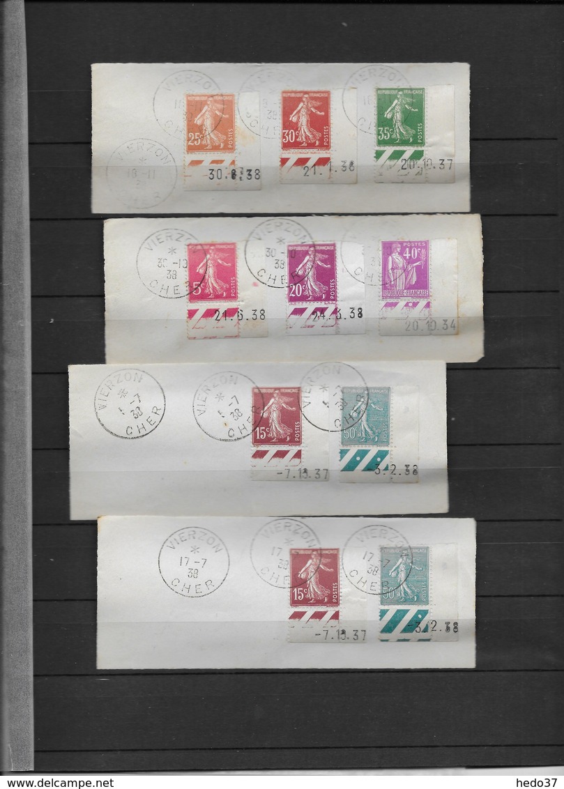 France - Ensemble timbres coins datés sur fragment - TB - 37 scans