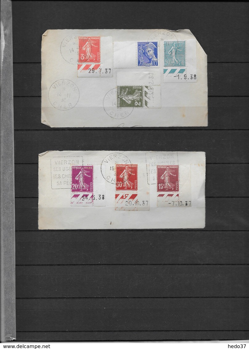 France - Ensemble timbres coins datés sur fragment - TB - 37 scans