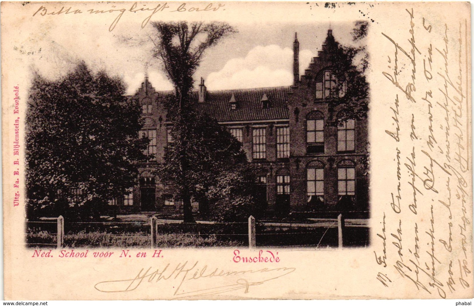 The Netherlands, Enschede, Enschedé, Ned. School Voor N. En H., Old Postcard 1903 - Enschede