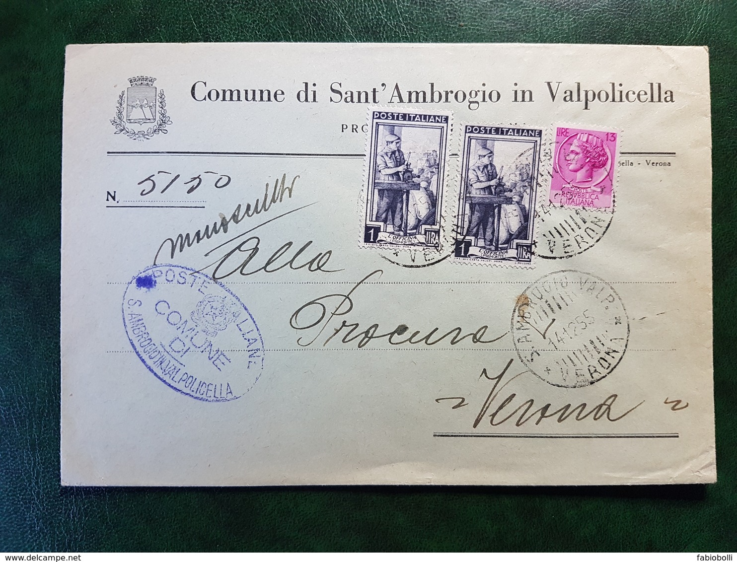 (15649) STORIA POSTALE ITALIA 1955 - 1946-60: Marcophilie