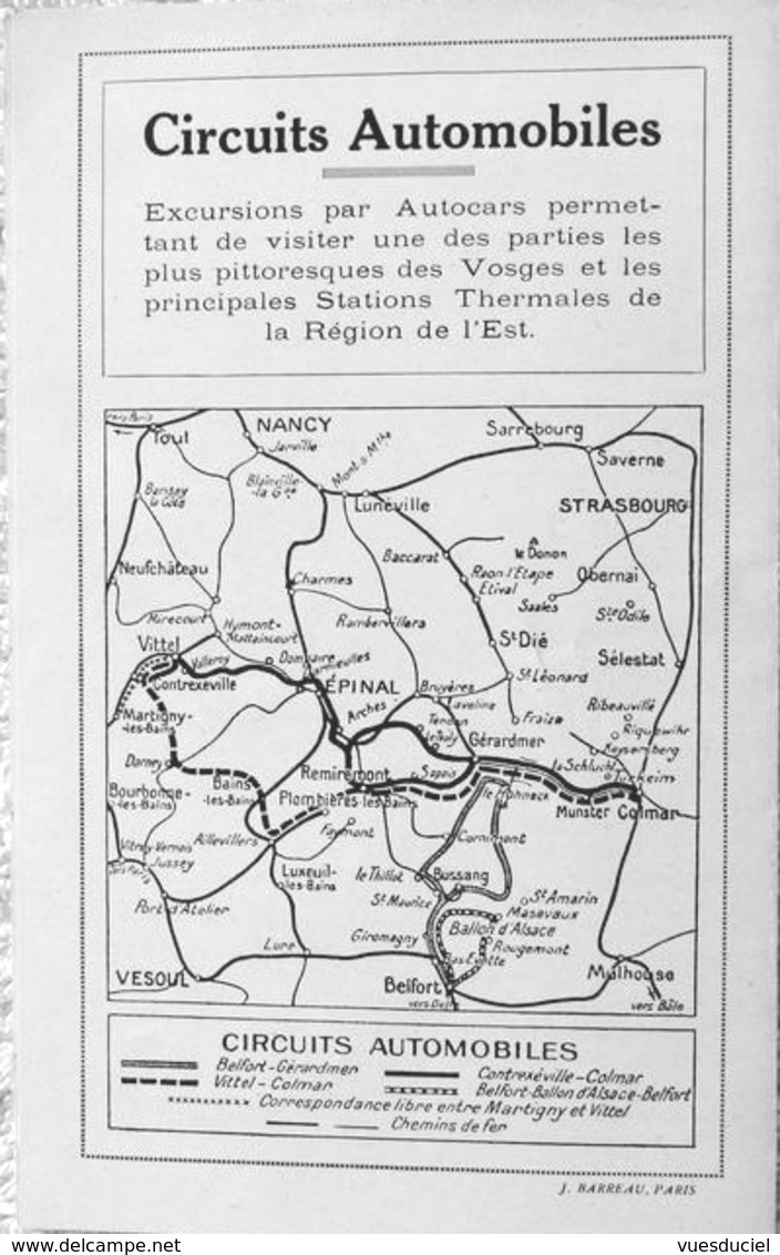 Prospectus Chemins De Fer De L'EST Voyages Dans Les Vosges Val D'Ajol + Circuit Automobile - Pubblicitari