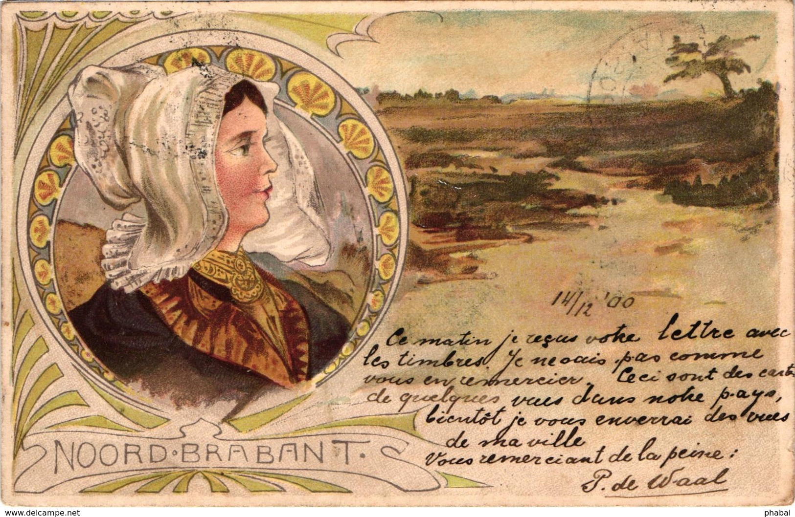 The Netherlands, Noord Brabant, Landscape, Folklore, Old Art Nouveau Style Postcard 1900 - Other & Unclassified