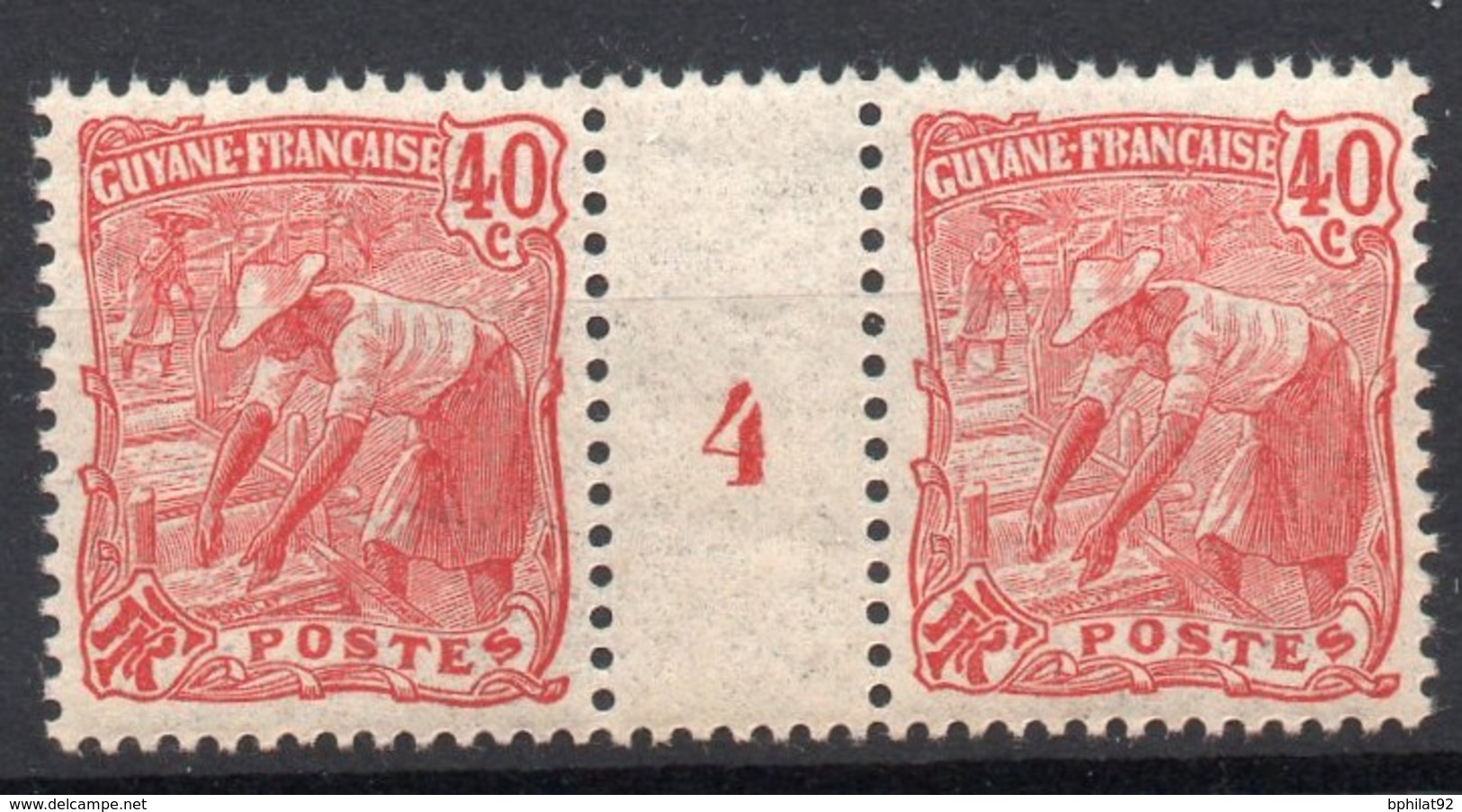 !!! PRIX FIXE : GUYANE, PAIRE DU N°59 AVEC MILLESIME 4 (1904) NEUVE ** - Ungebraucht