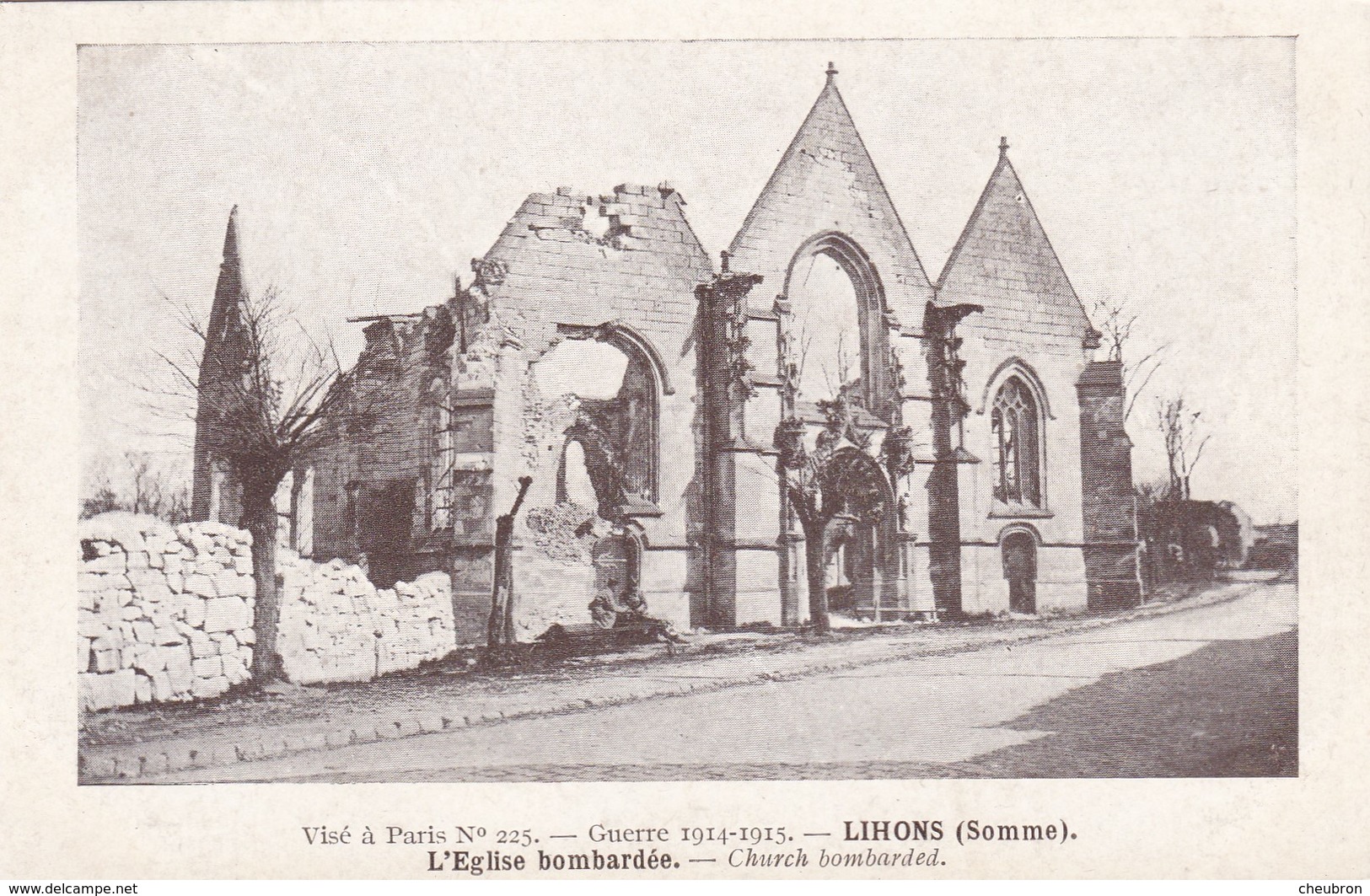 80. LIHONS. CPA. GUERRE 1914-18. L'EGLISE BOMBARDEE - Guerre 1914-18