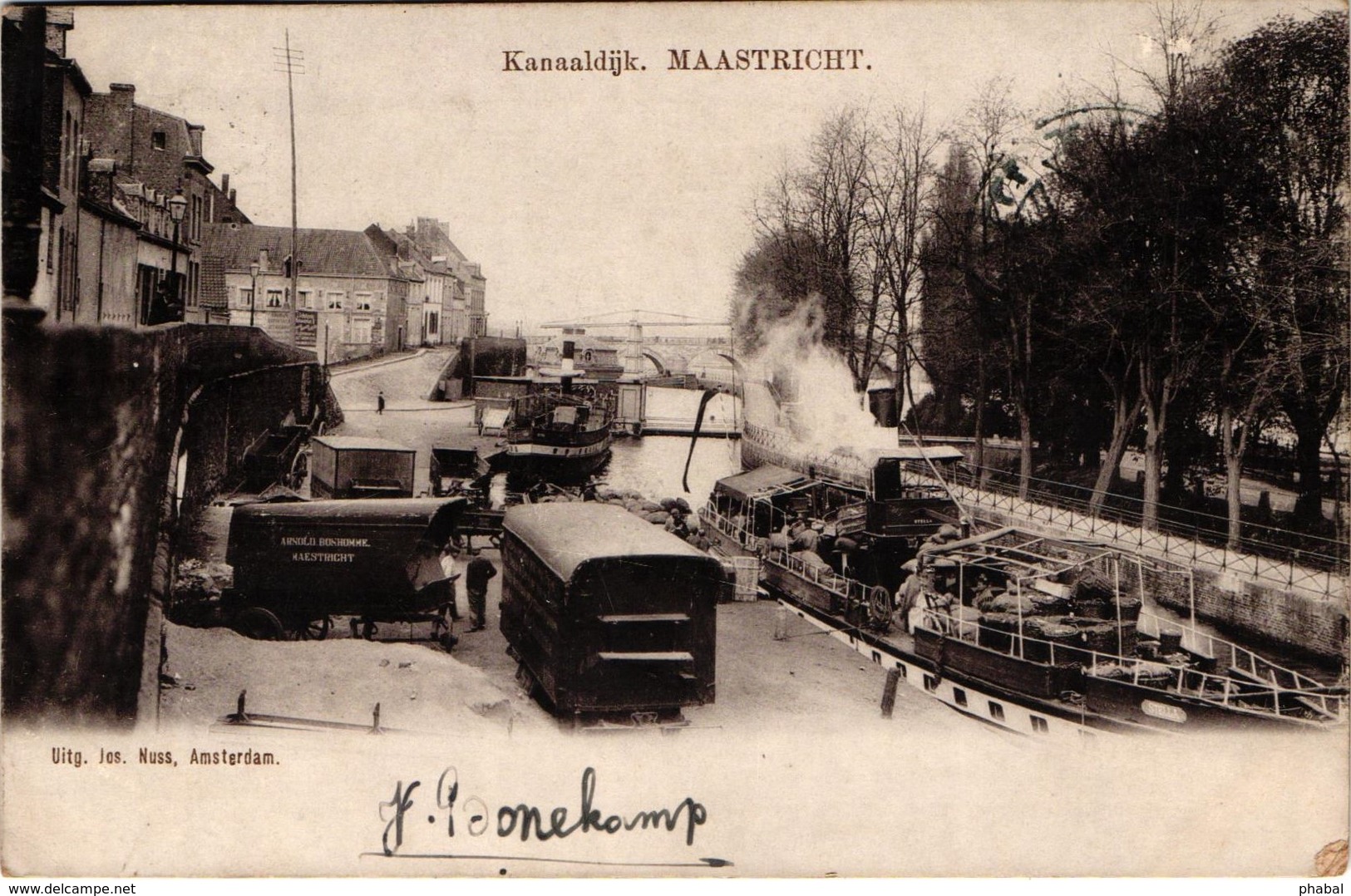 The Netherlands, Maastricht, Kanaaldijk, Trucks, Ships, Old Postcard 1902 - Maastricht