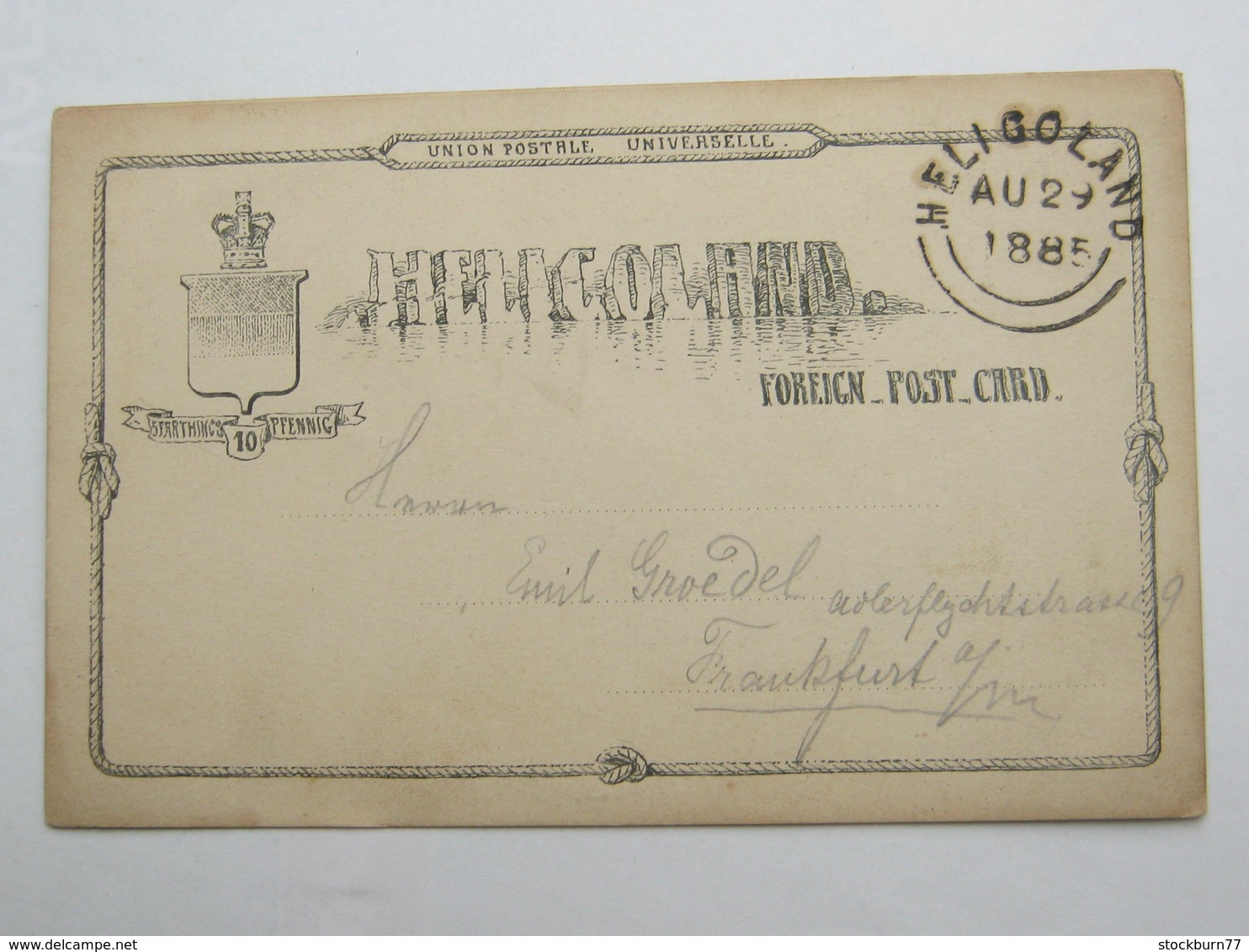 1885 , HELIGOLAND     , Klarer Stempel Auf Sauberer Ganzsache  Nach Frankfurt - Heligoland