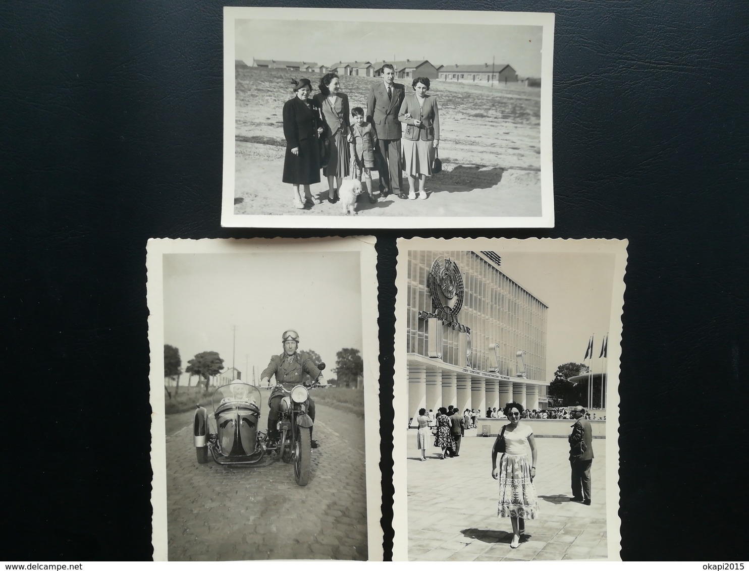 MADAME DANS LE SIDE - CAR D UNE MOTO  CONDUITE PAR MONSIEUR 4 PHOTOS ORIGINALES D UNE FAMILLE DE BELGIQUE PHOTOGRAPHIE