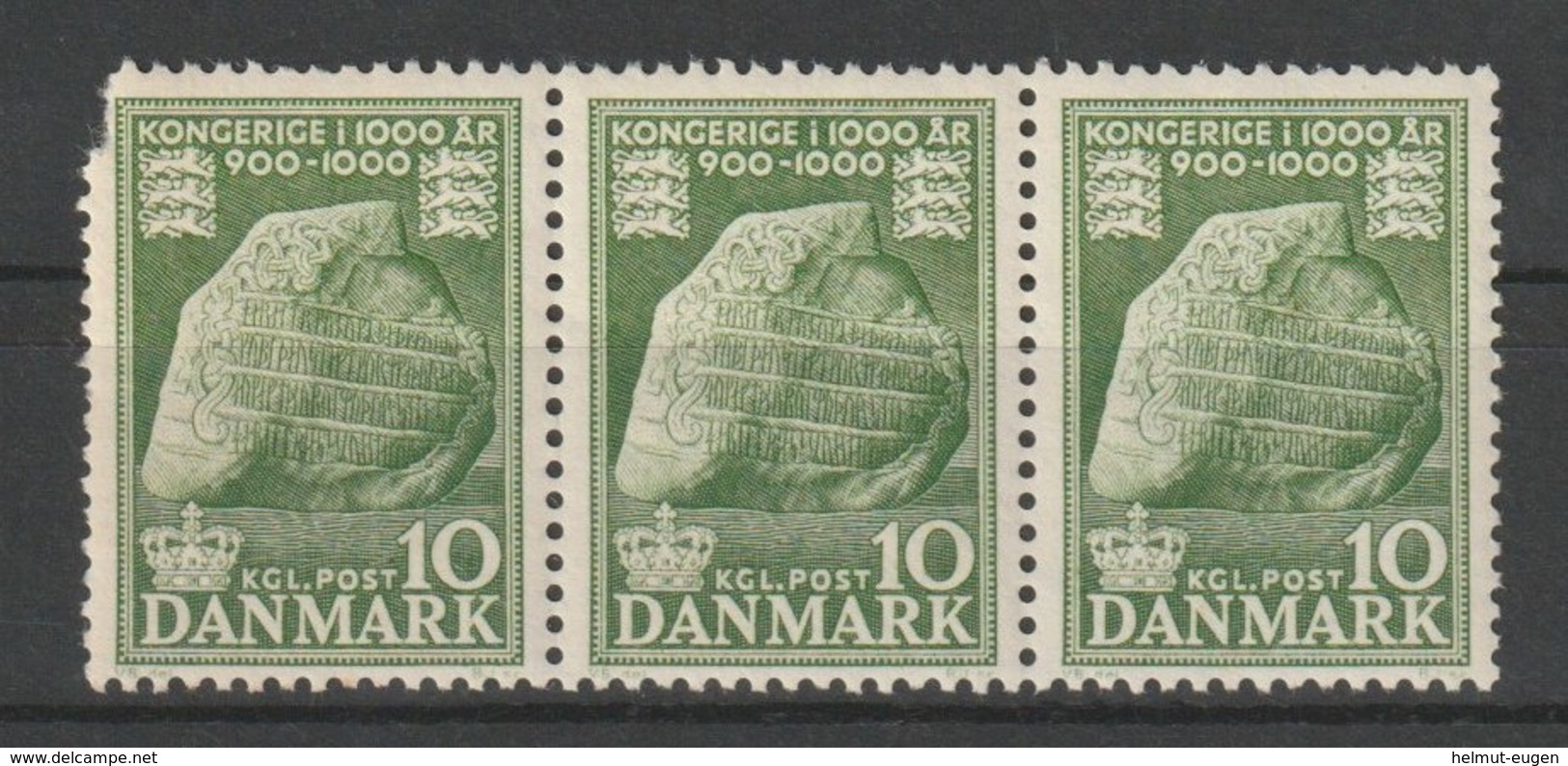 MiNr. 341 Dänemark 1953, 5. Sept./1955, 21. April. 1000 Jahre Königreich Dänemark (I). StTdr. (105); Gez. K 12. - Ungebraucht