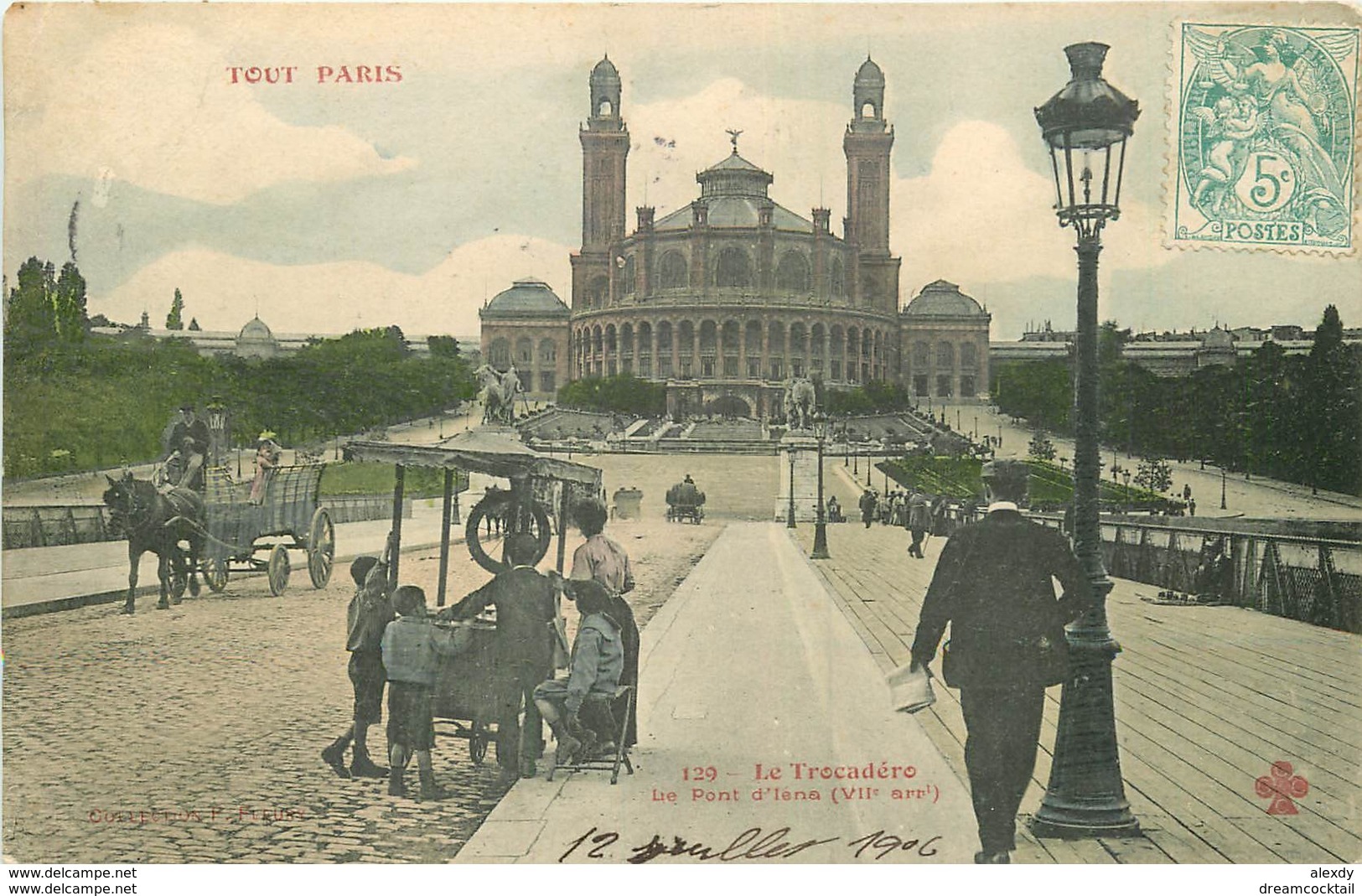 WW TOUT PARIS. Trocadéro Et Vendeur De Glace Ambulant 1906 - Arrondissement: 07