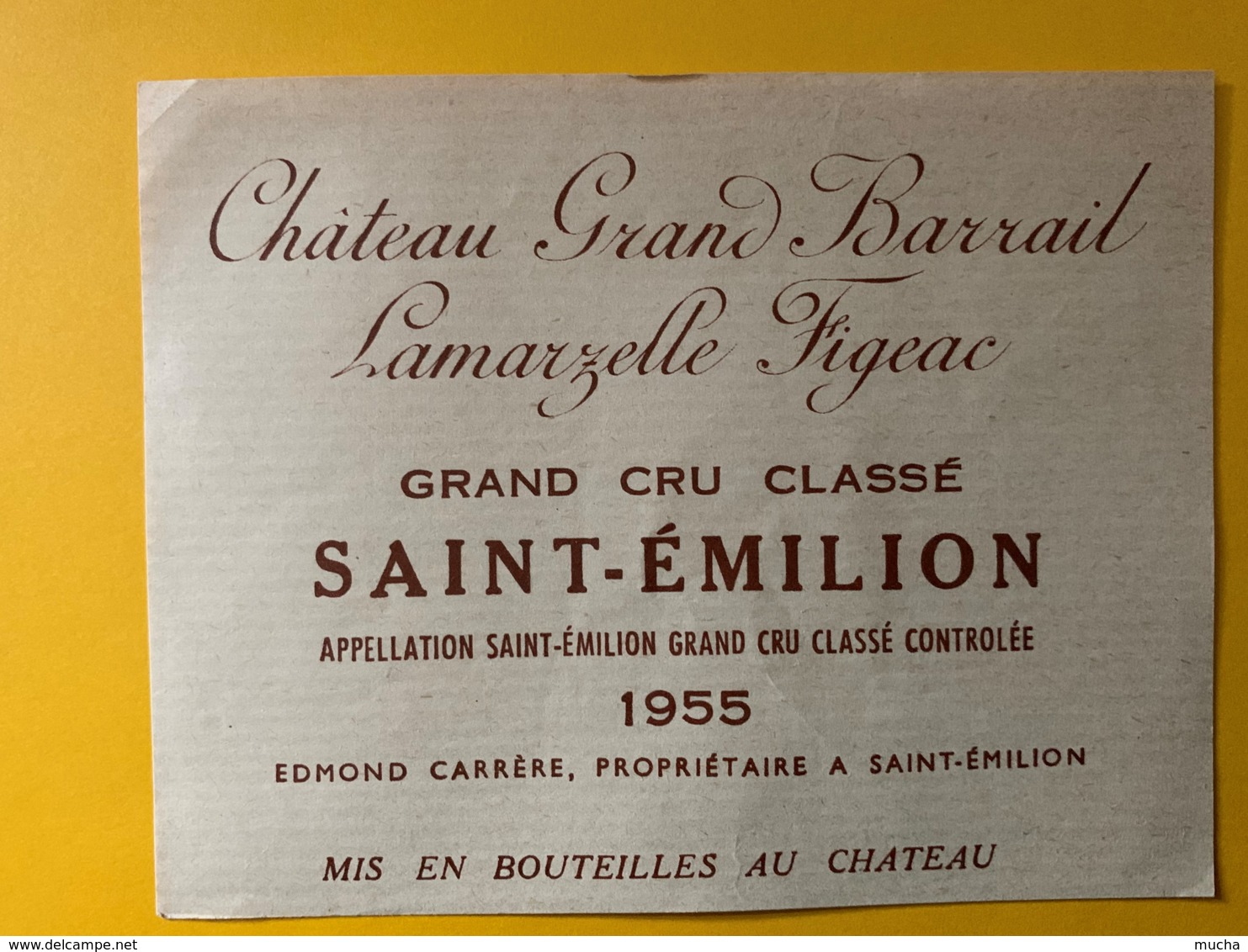 9938 - Château Grand Barrail Lamazelle Figeac 1955  Saint-Emilion - Bordeaux