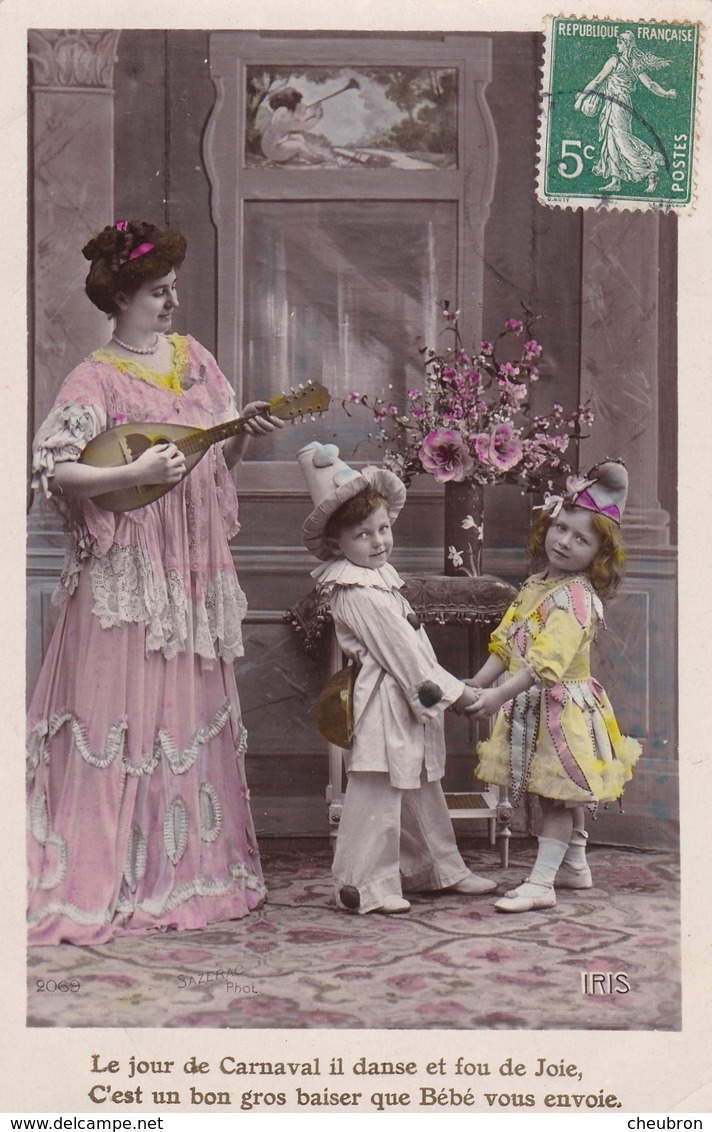 CARTE FANTAISIE. SÉRIE COMPLÈTE  5 CARTES. ENFANTS ET  " CARNAVAL " ANNEE 1909 - Collections, Lots & Séries