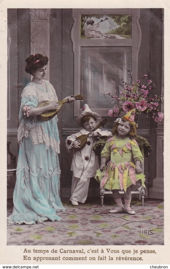 CARTE FANTAISIE. SÉRIE COMPLÈTE  5 CARTES. ENFANTS ET  " CARNAVAL " ANNEE 1909 - Collections, Lots & Séries