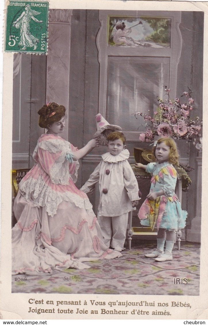 CARTE FANTAISIE. SÉRIE COMPLÈTE  5 CARTES. ENFANTS ET  " CARNAVAL " ANNEE 1909