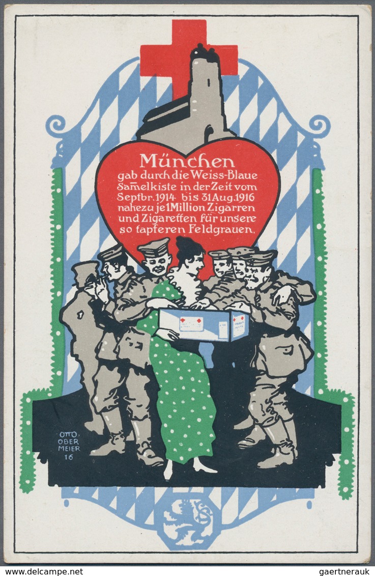 Ansichtskarten: Bayern: MÜNCHEN, 17 Historische Ansichtskarten Und 8 Vignetten Des Münchner Künstler - Autres & Non Classés