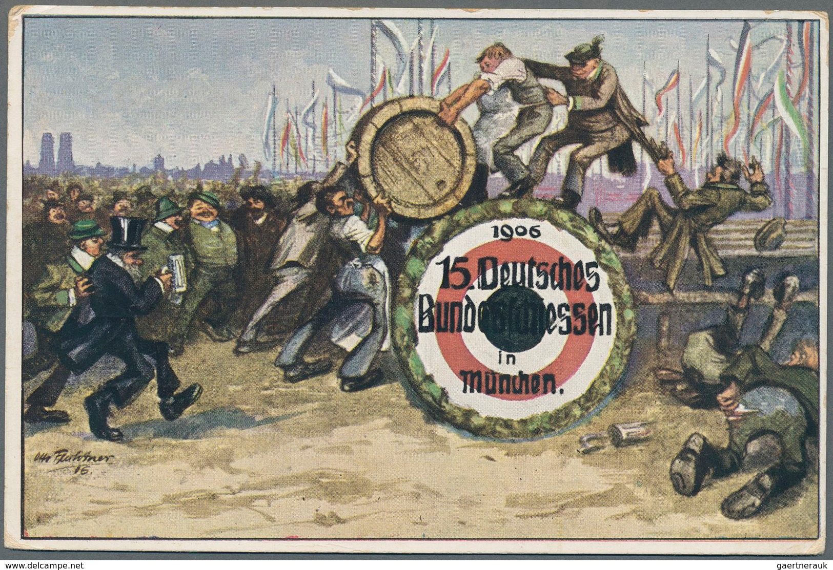 Ansichtskarten: Bayern: MÜNCHEN, XV. Deutsches Bundesschießen 1906, 14 Unterschiedliche Festpostkart - Autres & Non Classés