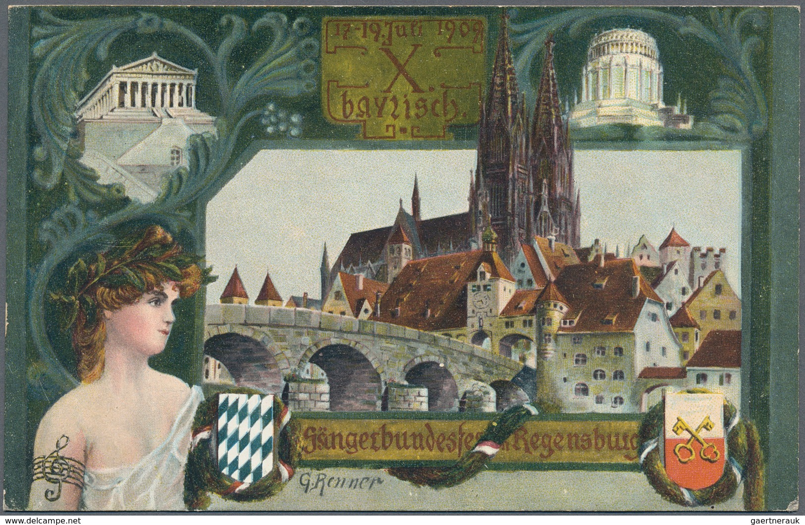 Ansichtskarten: Bayern: REGENSBURG (alte PLZ 8400), 41 historische Ansichtskarten Ausstellungen und