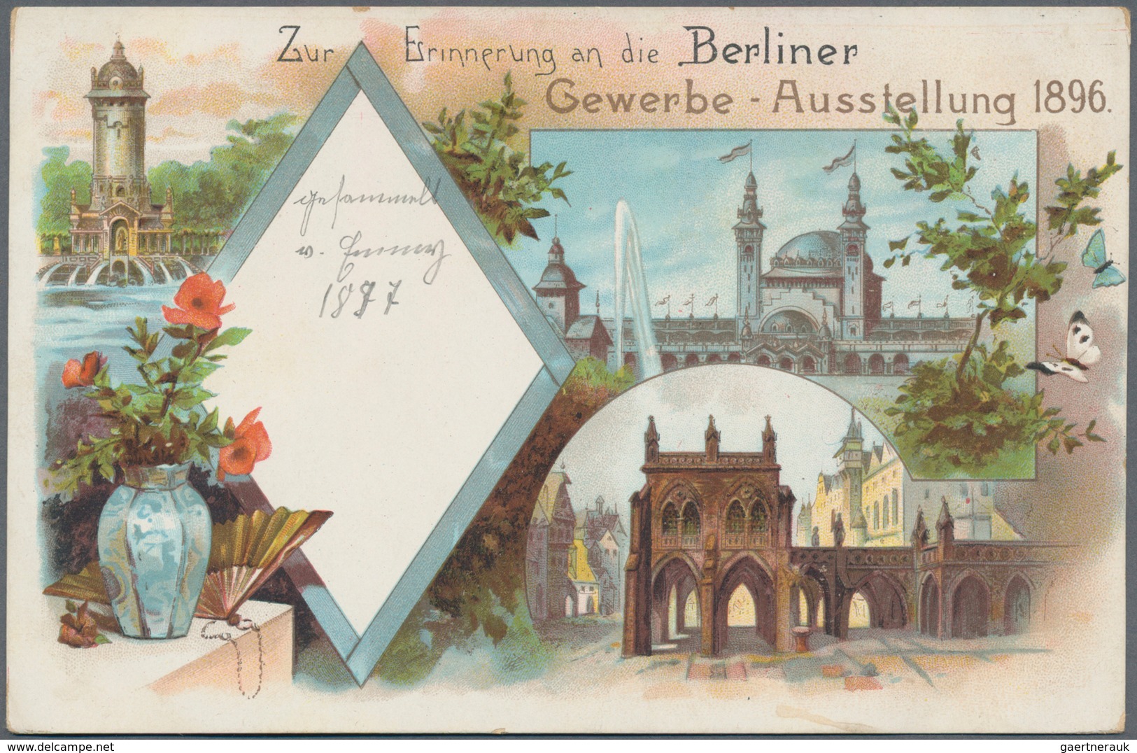 Ansichtskarten: Berlin: GEWERBE-AUSSTELLUNG 1896, Dekorativer Bestand An 82 Unterschiedlichen Lithog - Autres & Non Classés