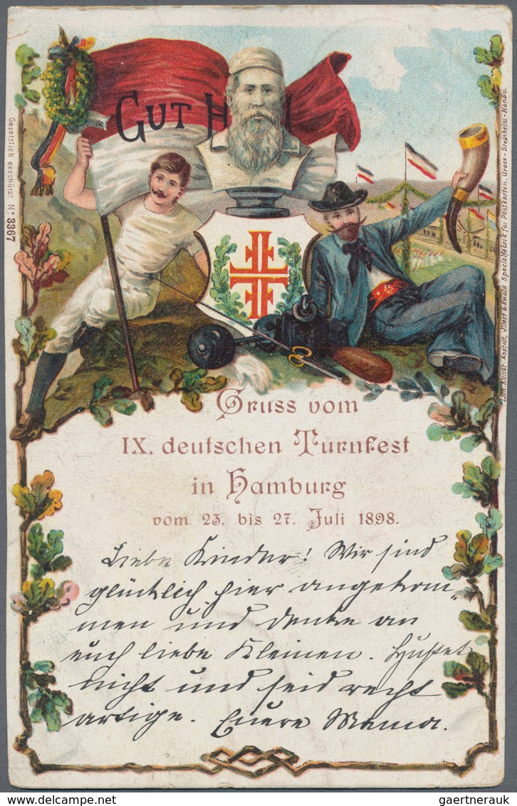 Ansichtskarten: Hamburg: IX. DEUTSCHES TURNFEST 1898, Sehenswerte Partie Mit 25 Festpostkarten, Fast - Sonstige & Ohne Zuordnung