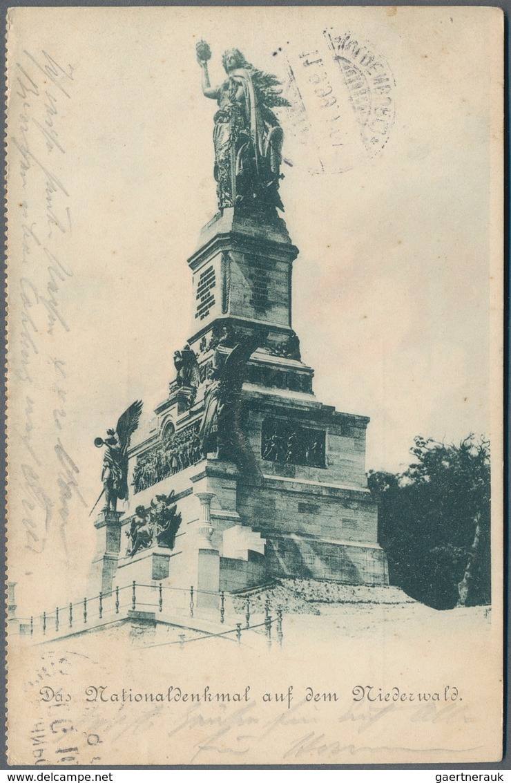 Ansichtskarten: Hessen: NATIONALDENKMAL Auf Dem Niederwald Bei Rüdesheim (alte PLZ 6220), Schachtel - Autres & Non Classés