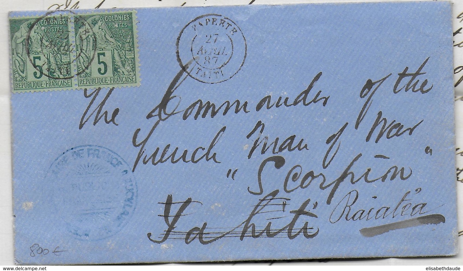TAHITI - 1887 - LETTRE De AUCKLAND Avec CACHET AGENCE CONSULAIRE De FRANCE => TAHITI Avec REEXPEDITION => RAIATEA - Cartas & Documentos