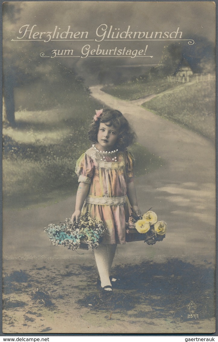 Varia (im Ansichtskartenkatalog): 1915/23, Glückwunsch- Und Grußkarten (13) Plus 3 Feldpostkarten Au - Autres & Non Classés
