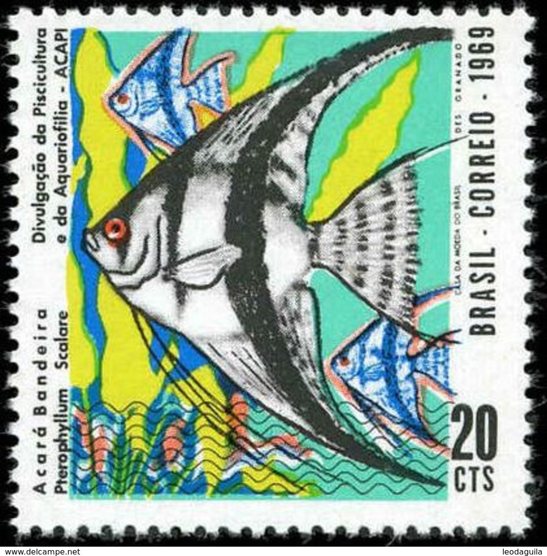 BRAZIL #1129 - Fish Farming -  Fishkeeping - Angel Fish - 1969 - Unused Stamps