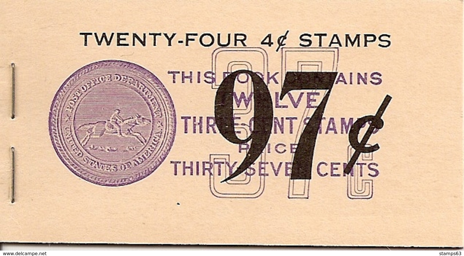 UNITED STATES (USA), 1958, Booklet 106, 97c, Michel 0-63a - 1941-80