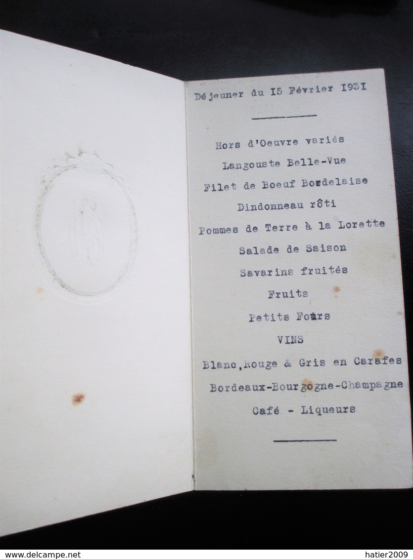 MENU Avec Decors Et Monogrammes OR 1931 - Menus